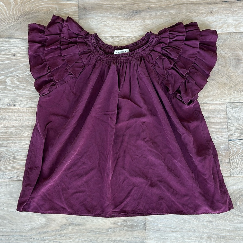 Ulla Johnson Silk Ruffe Sleeve Top